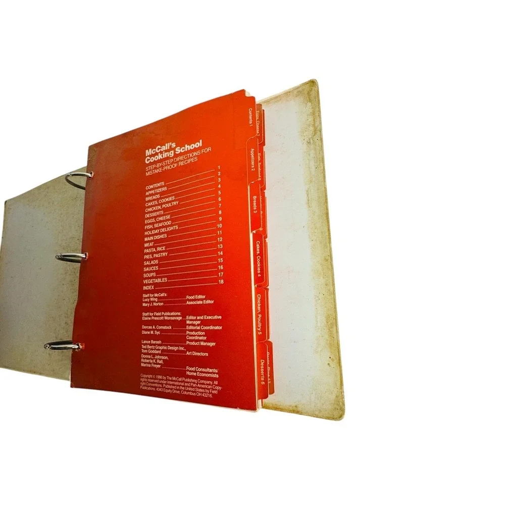 McCall's Cooking School Cookbook‎ Recipes 3 Ring Binder 1986 Color Illustrations